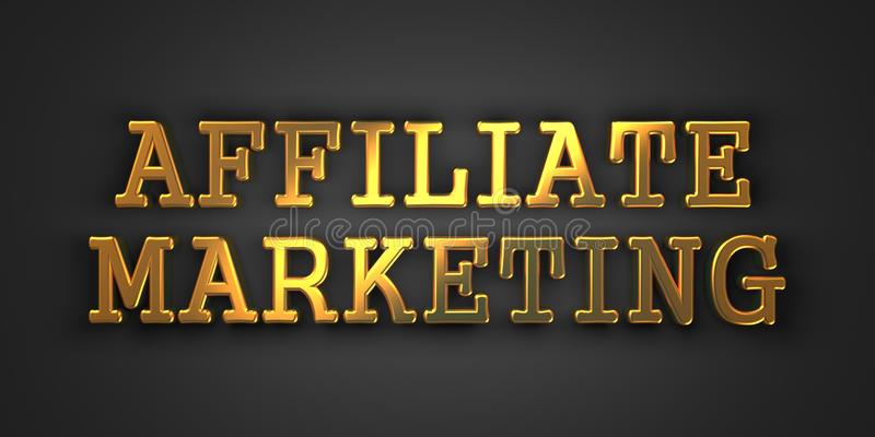 affiliate marketing business concept gold text dark background d render 32846827 1
