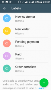 WhatsApp business label feature